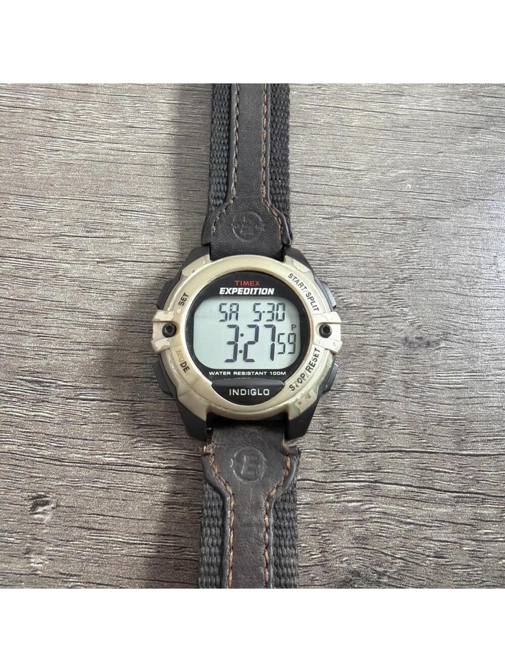 TIMEX Expedition Mens 334 Indiglo 100M WR 40mm 8.5" Wristwatch WORKS